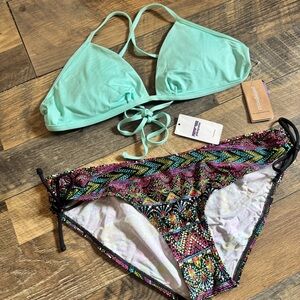 Patagonia Mint Green and Multicolor Bikini Set